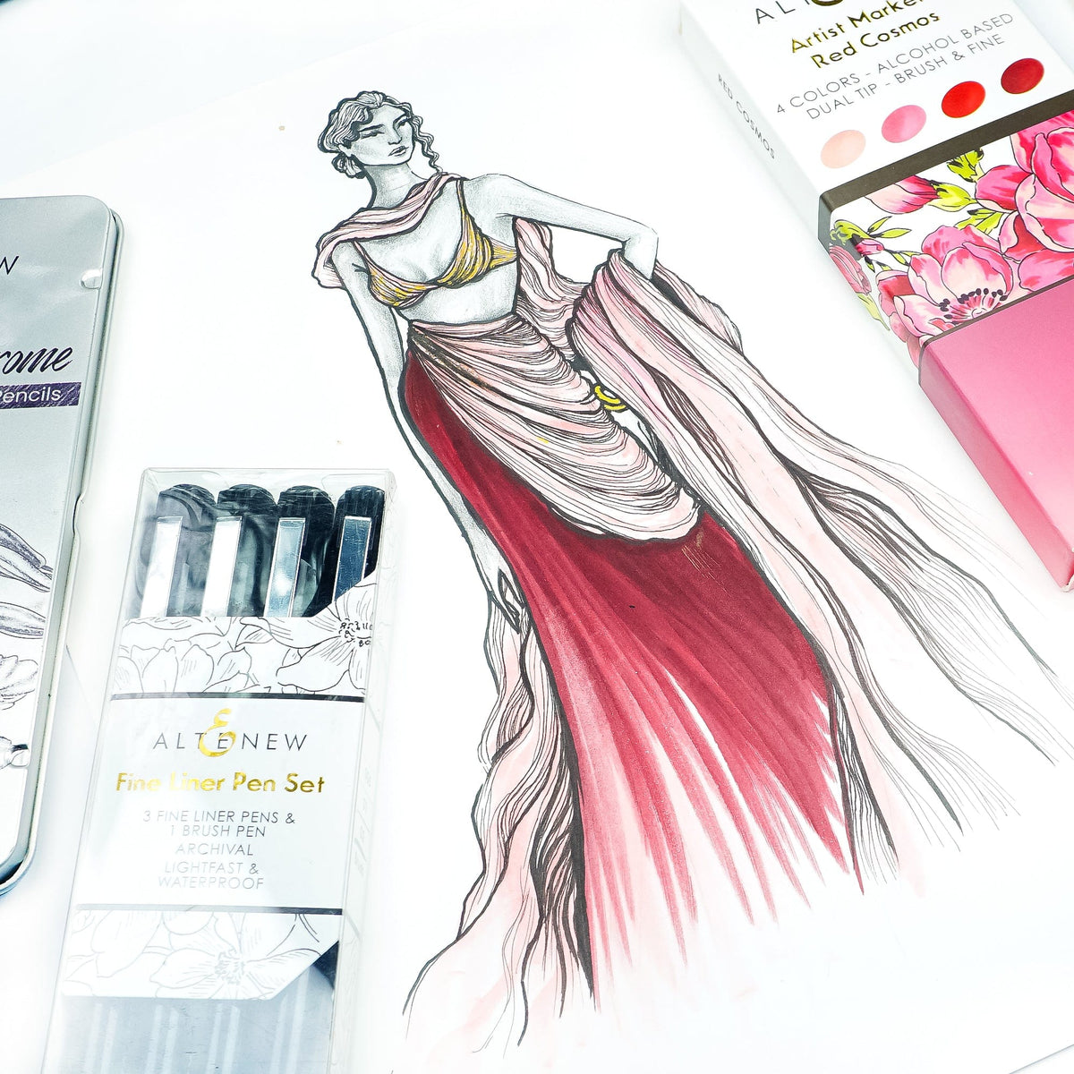Alcohol Markers Artist Markers Red Cosmos Set