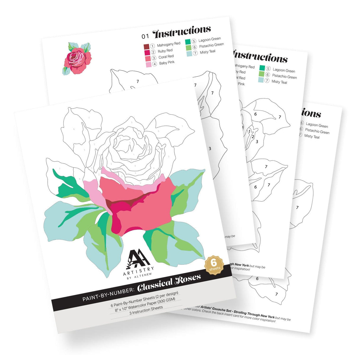Coloring Book Paint-by-Number: Classical Roses