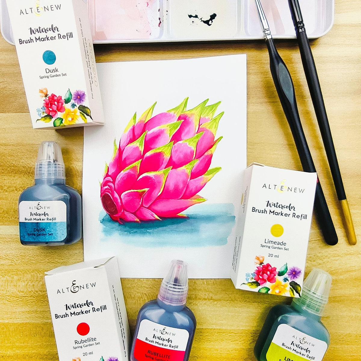Liquid Watercolor Bundle Spring Garden Watercolor Brush Markers & Refill Bundle