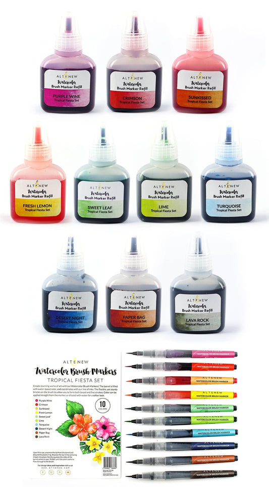 Liquid Watercolor Bundle Tropical Fiesta Watercolor Brush Markers & Refill Bundle