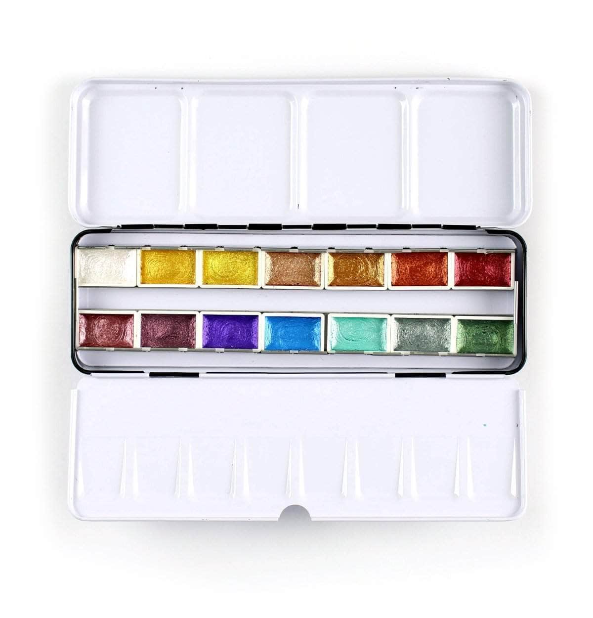 Watercolor Pans Metallic Watercolor 14 Pan Set